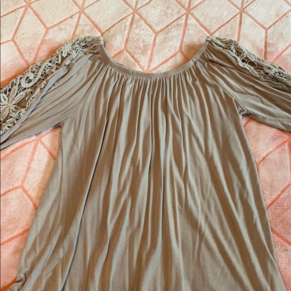 Beige off the shoulder boutique tunic